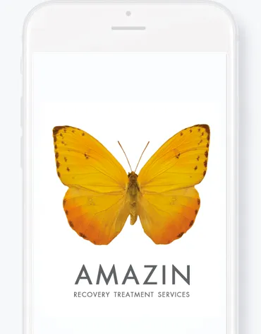 Amazin Recovery butterfly logo on a phone
